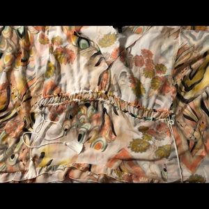 Floral printed sheet tunic with tassels